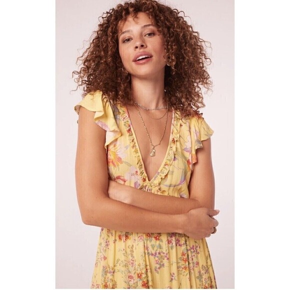NWT $119 Band Of The Free Amaryllis Maxi Dress Yellow Floral Size XS - Picture 3 of 8